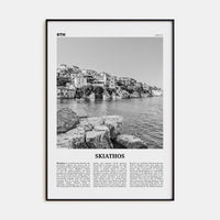 Skiathos Poster Black Metal / 8x12 in Nbourhood Travel B&W Poster