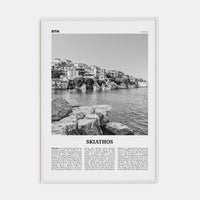 Skiathos Poster White Wood / 8x12 in Nbourhood Travel B&W Poster