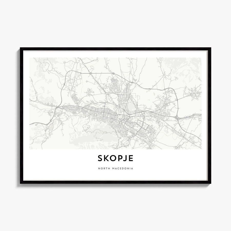 Skopje Map Poster, framed poster mockup