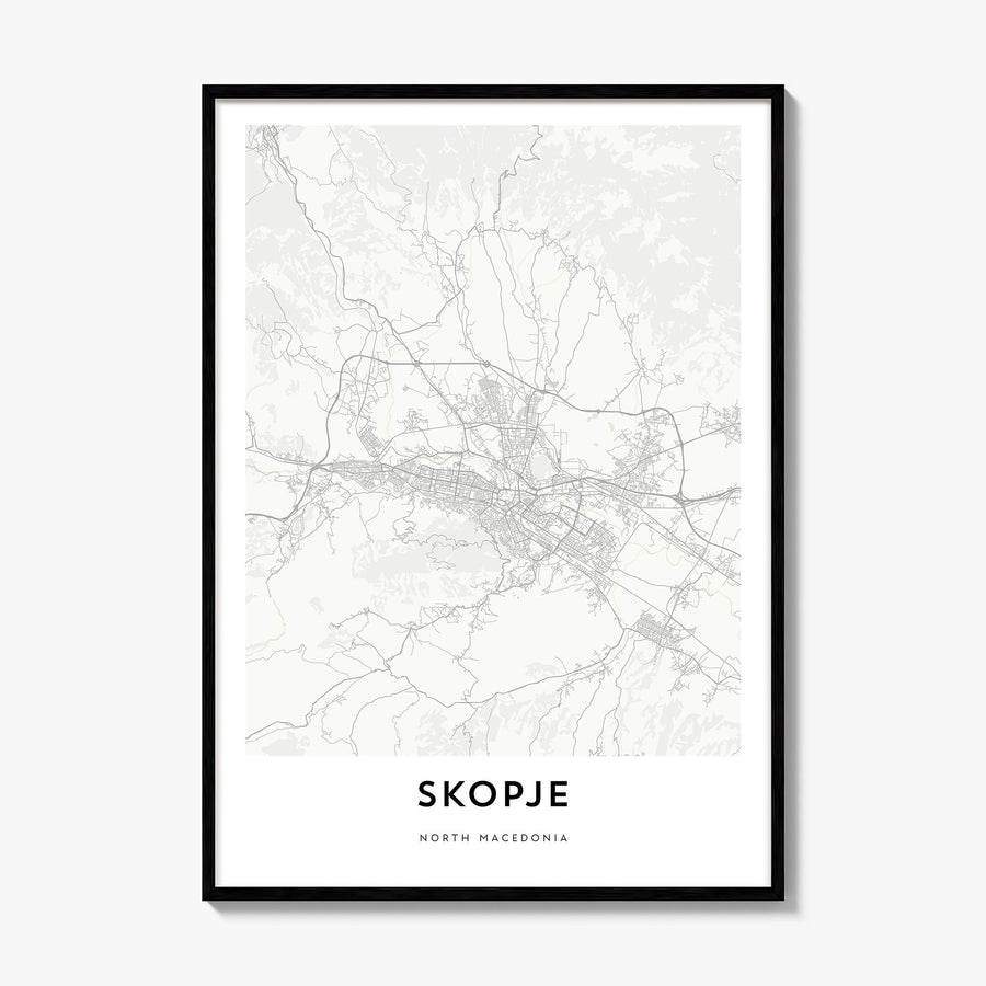 Skopje Map Poster, framed poster mockup