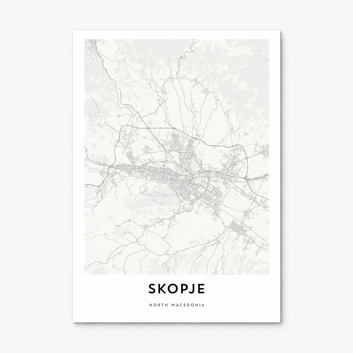 Skopje Map Poster, print only (unframed)