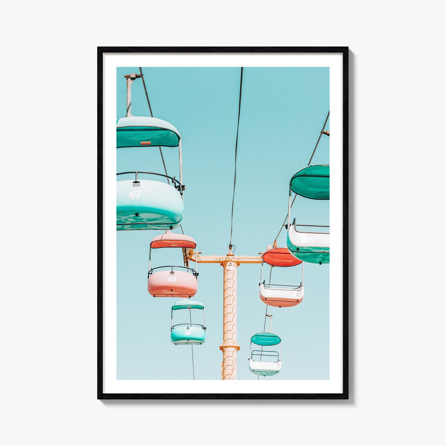 Sky Glider Ride colorful photo poster – vertical wall art, unframed print shown in interior mockup