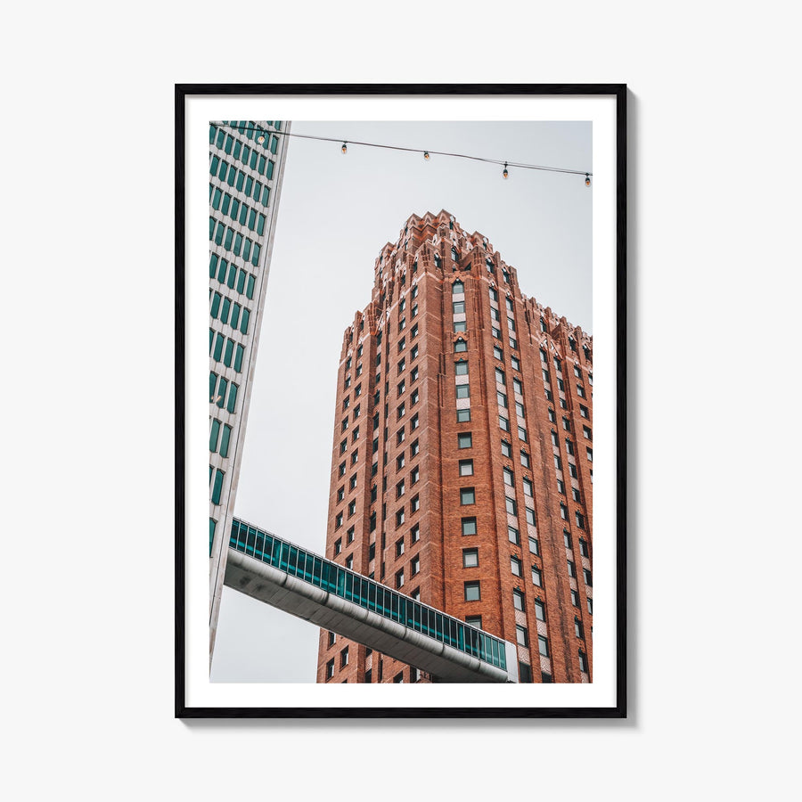 Skybridge colorful photo poster – vertical wall art, unframed print shown in interior mockup