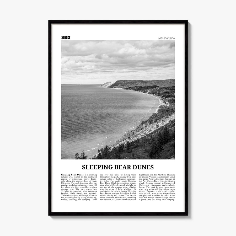 Sleeping Bear Dunes Newspaper Poster, framed poster mockup