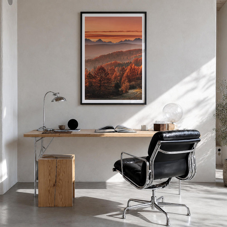 Slovakia colorful photo poster of Europe – vertical wall art in black wood frame with white border, hanging on wall