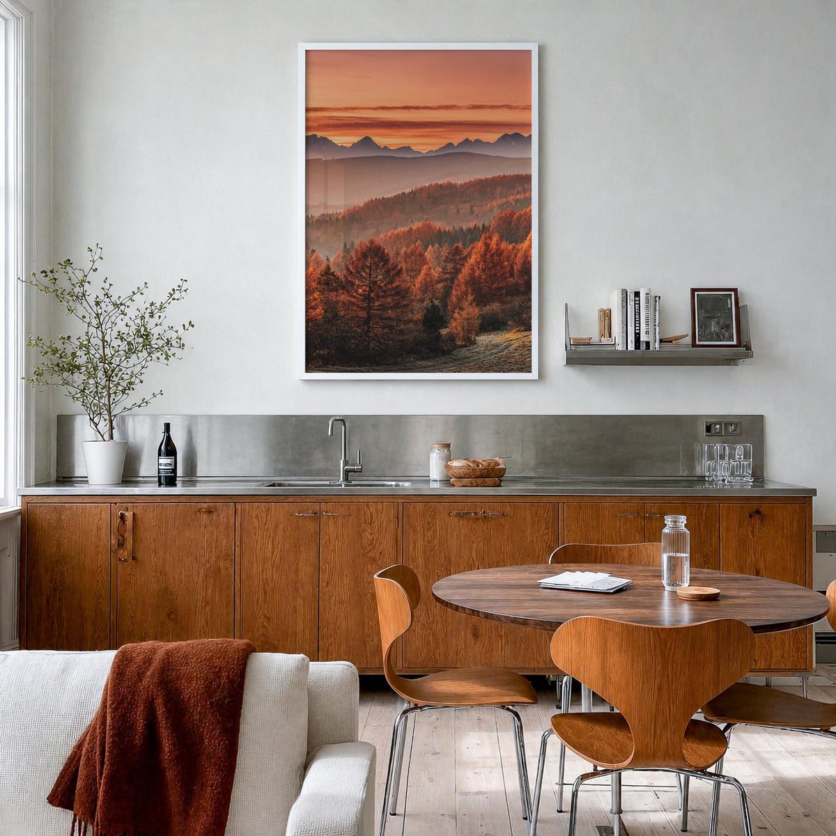 Slovakia colorful photo poster of Europe – vertical wall art in white wood frame, hanging on wall