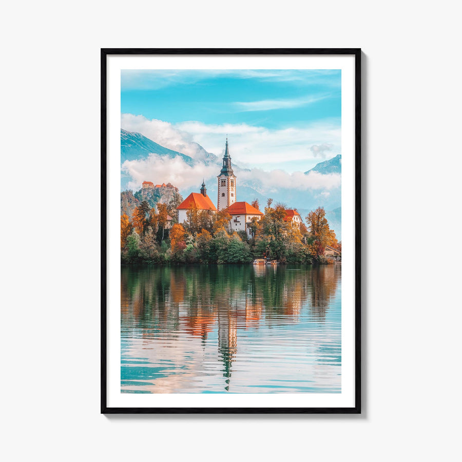 Slovenia colorful photo poster of Europe – vertical wall art, unframed print shown in interior mockup