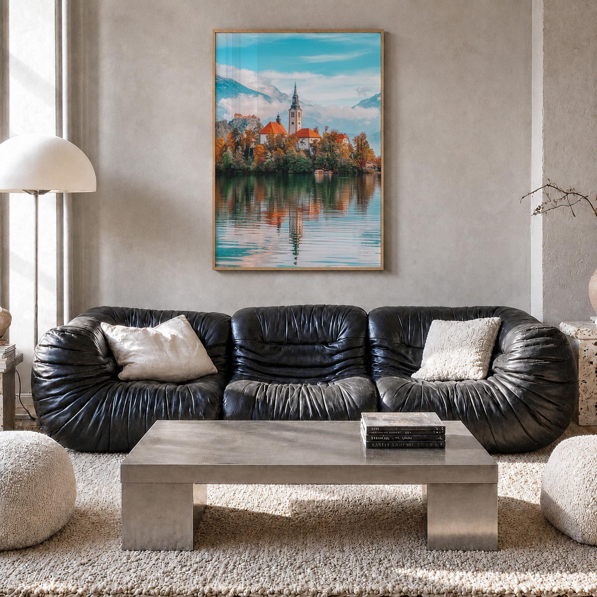 Slovenia colorful photo poster of Europe – vertical wall art in natural wood frame, hanging on wall