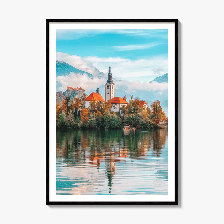 Slovenia Photo Poster, framed poster mockup, white border