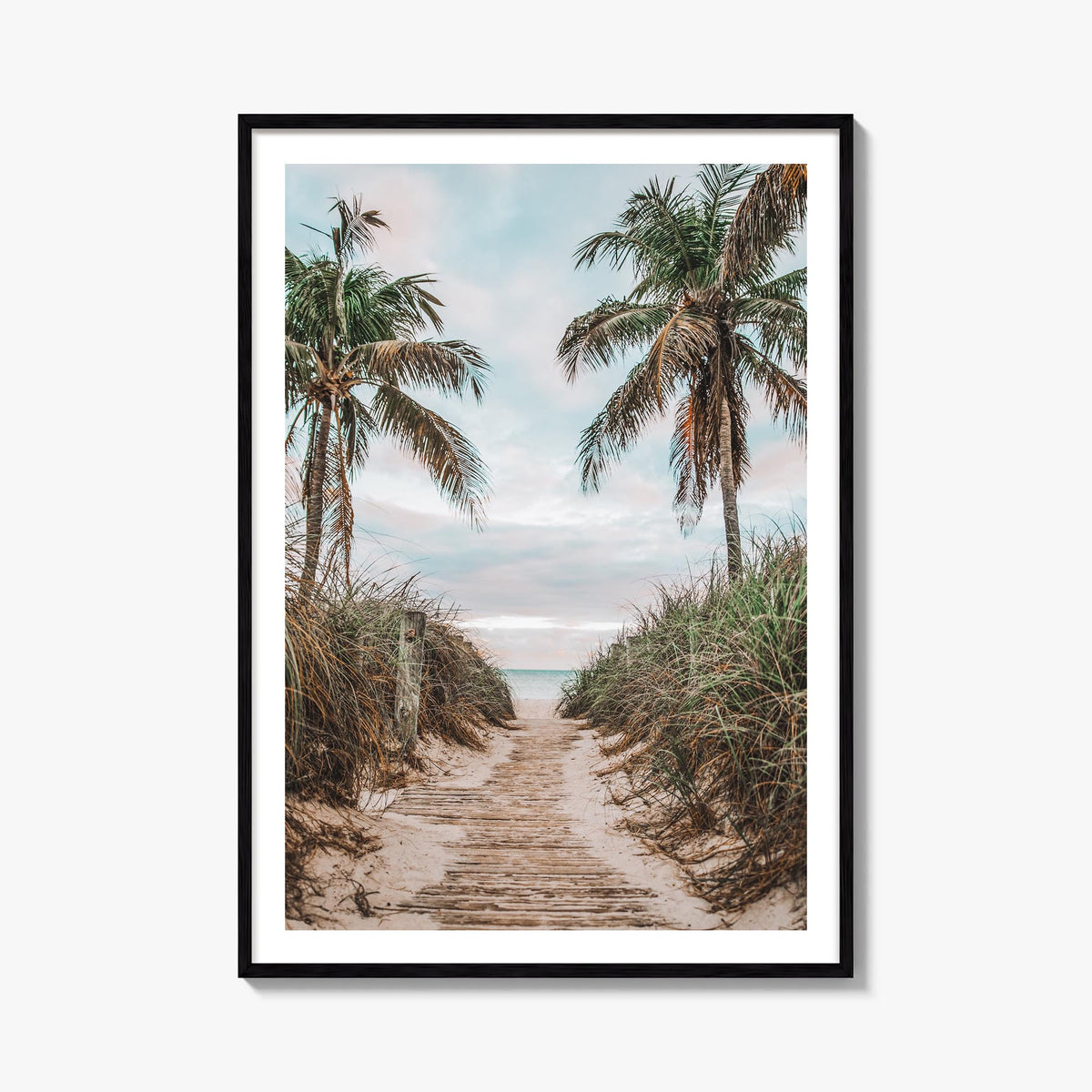 Smathers Beach colorful photo poster of Florida, USA – vertical wall art, unframed print shown in interior mockup
