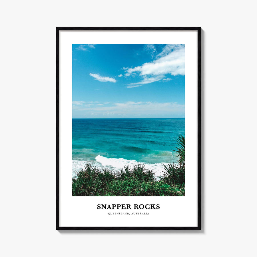 Snapper Rocks colorful classic poster of Australia – vertical wall art, unframed print shown in interior mockup