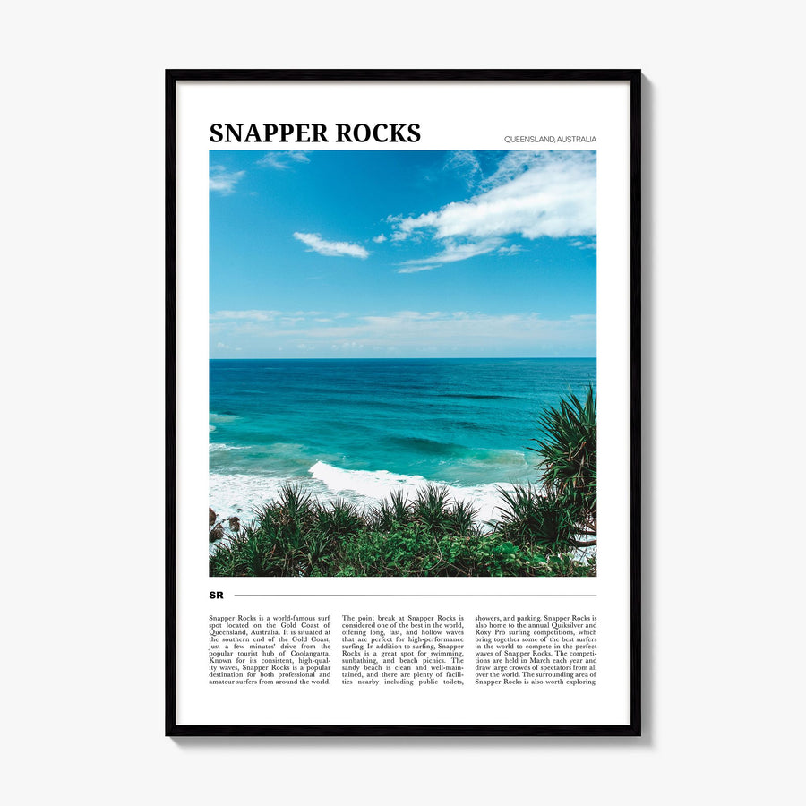 Snapper Rocks Travel Poster, framed poster mockup