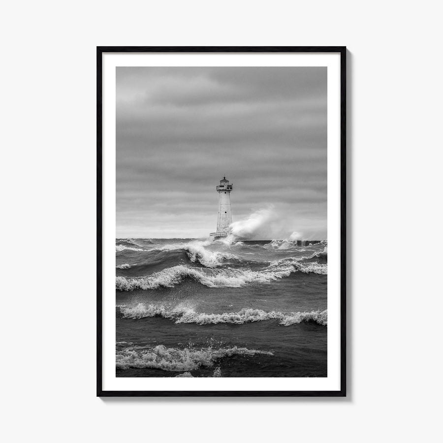 Sodus Point black & white photo poster of New York, USA – vertical wall art, unframed print shown in interior mockup