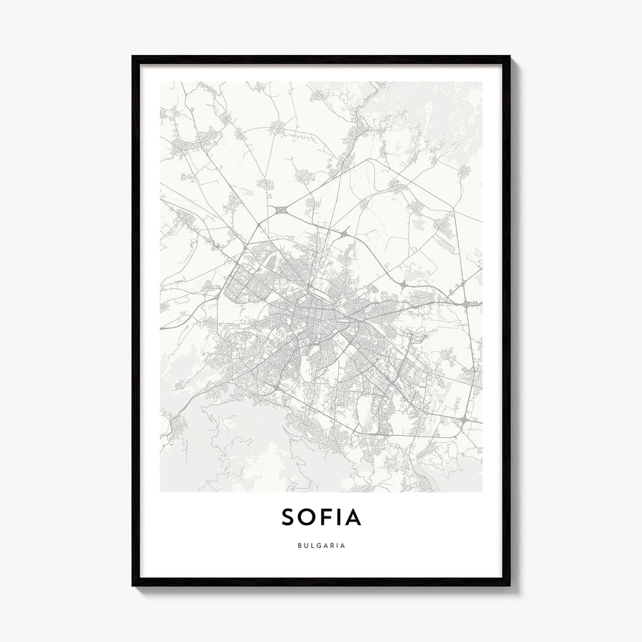 Sofia Map Poster, framed poster mockup