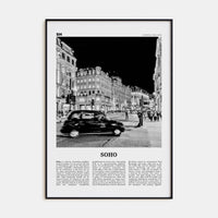 Soho, London No 1 Poster Black Metal / 8x12 in Nbourhood Travel B&W Poster