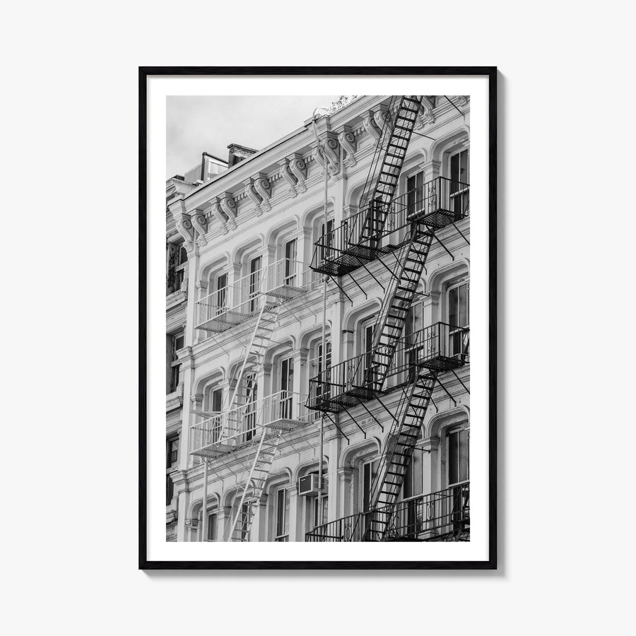 SoHo, New York City black & white photo poster of New York, USA – vertical wall art, unframed print shown in interior mockup