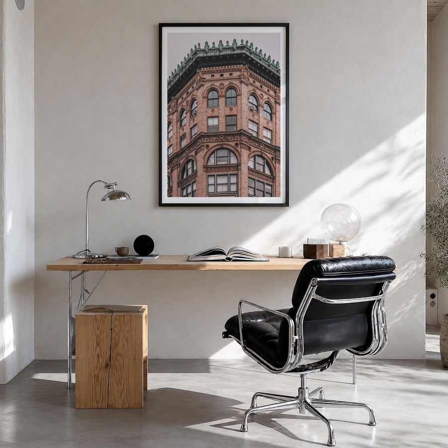 SoHo, New York City no. 2 colorful photo poster of New York, USA – vertical wall art in black wood frame with white border, h