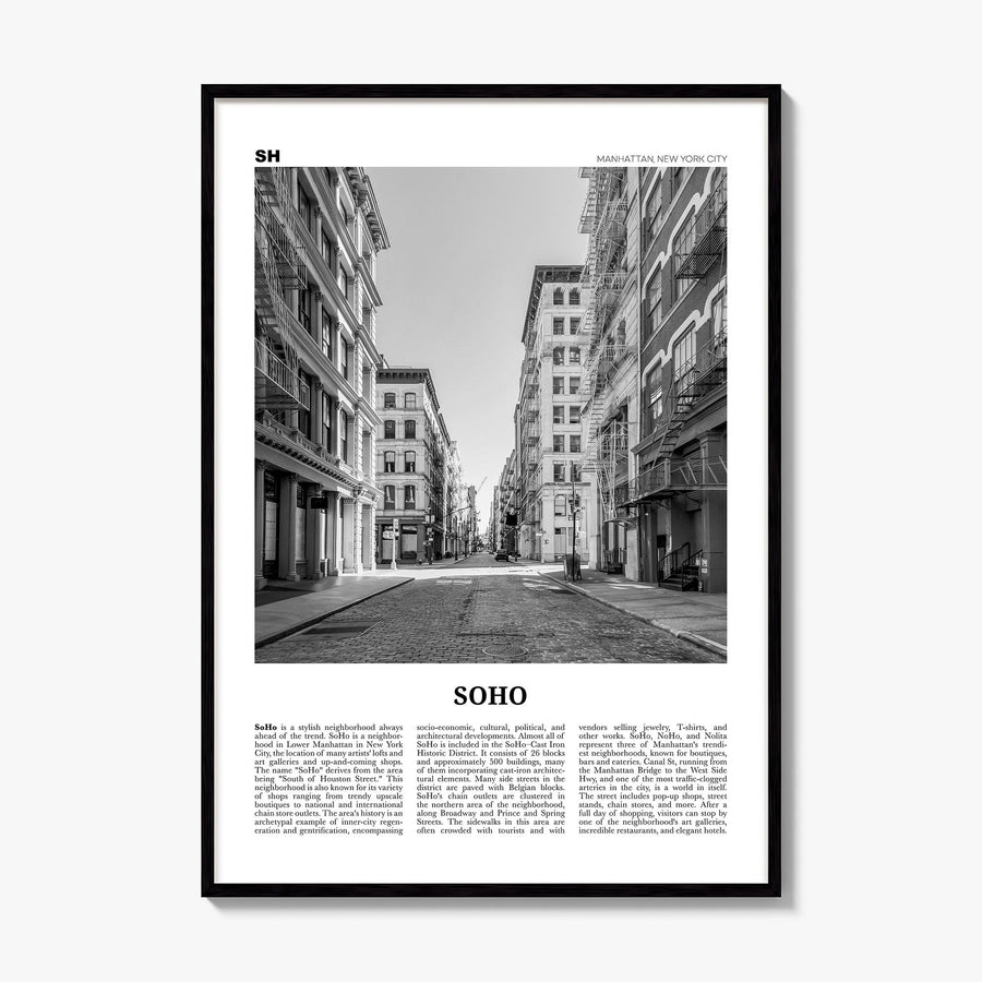 SoHo, New York City Newspaper No 2 Poster, framed poster mockup