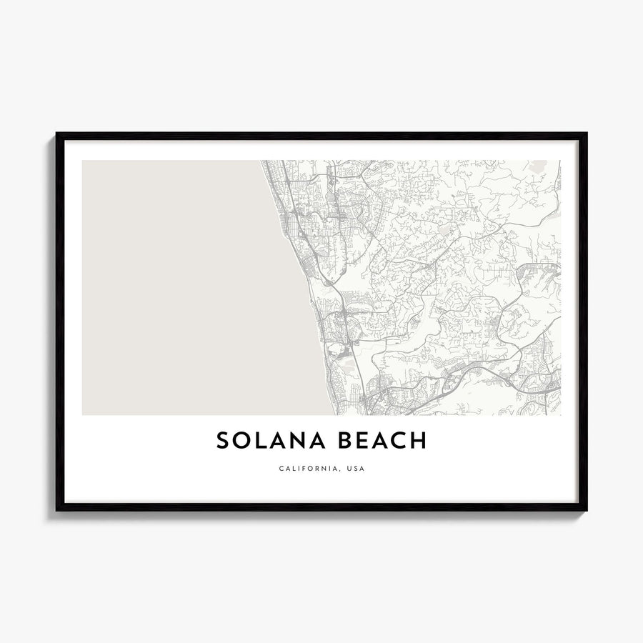 Solana Beach Map Poster, framed poster mockup