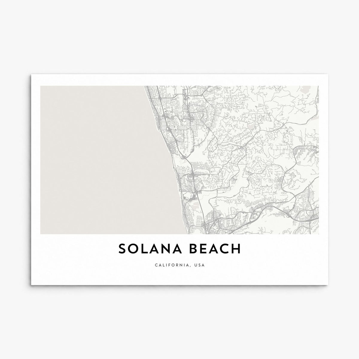 Solana Beach Map Poster, print only (unframed)