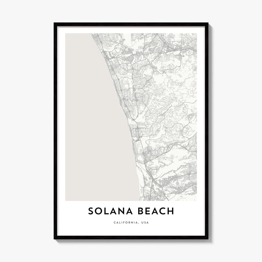 Solana Beach Map Poster, framed poster mockup