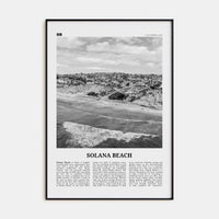 Solana Beach Poster Black Metal / 8x12 in Nbourhood Travel B&W Poster