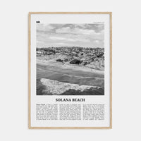 Solana Beach Poster Natural Wood / 8x12 in Nbourhood Travel B&W Poster