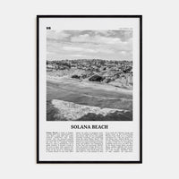 Solana Beach Poster Black Wood / 8x12 in Nbourhood Travel B&W Poster