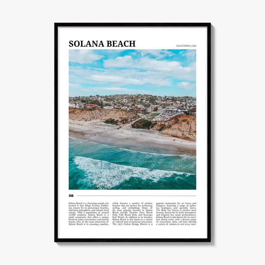 Solana Beach Travel Poster, framed poster mockup