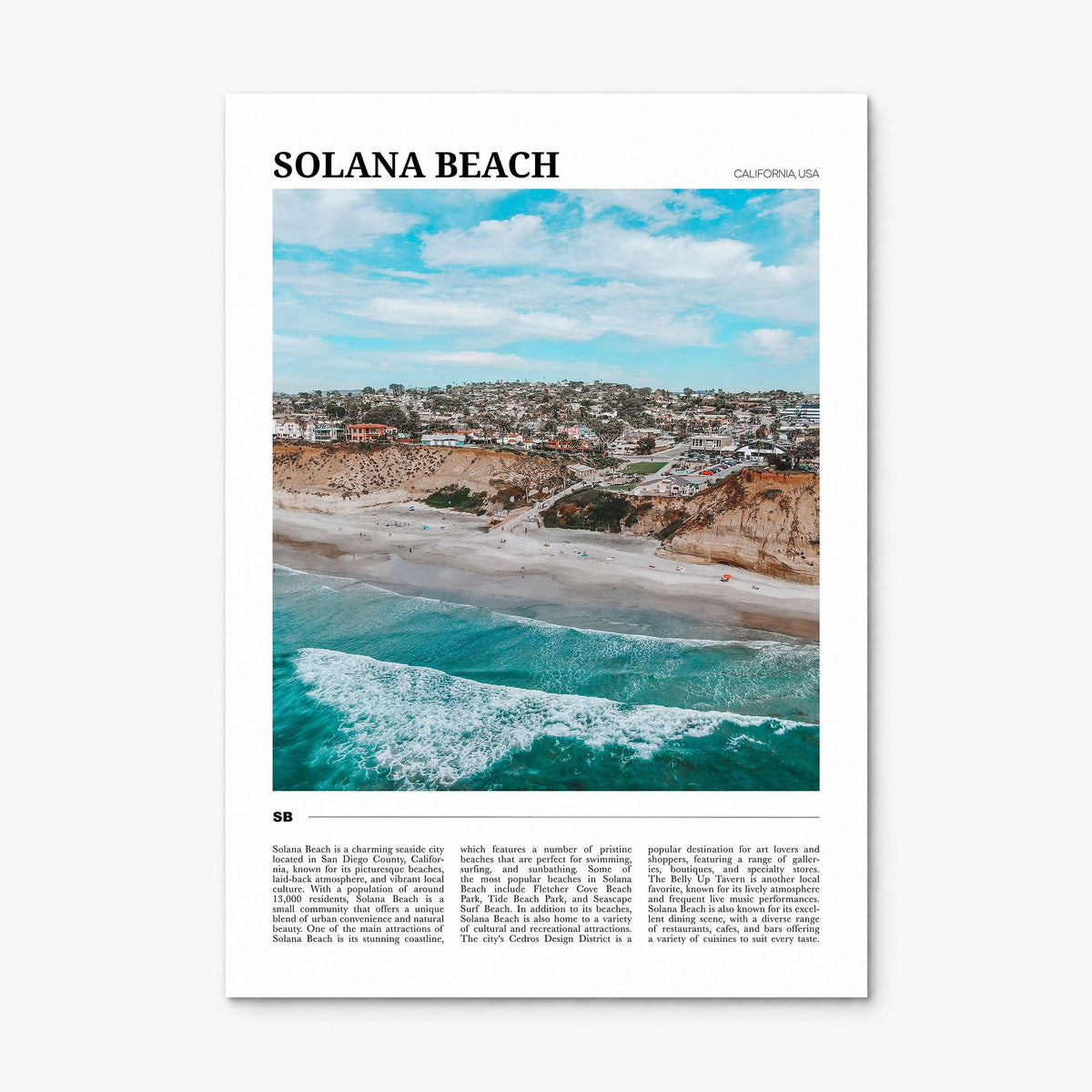 Solana Beach Travel Poster, print only (unframed)