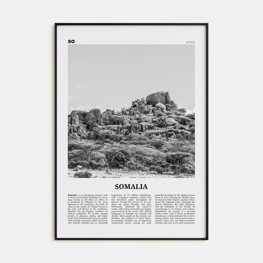 Somalia Poster Black Metal / 8x12 in Nbourhood Travel B&W Poster