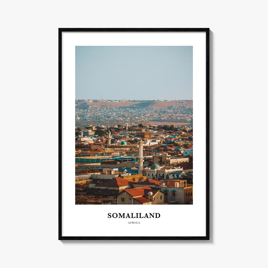 Somaliland colorful classic poster of Africa – vertical wall art, unframed print shown in interior mockup