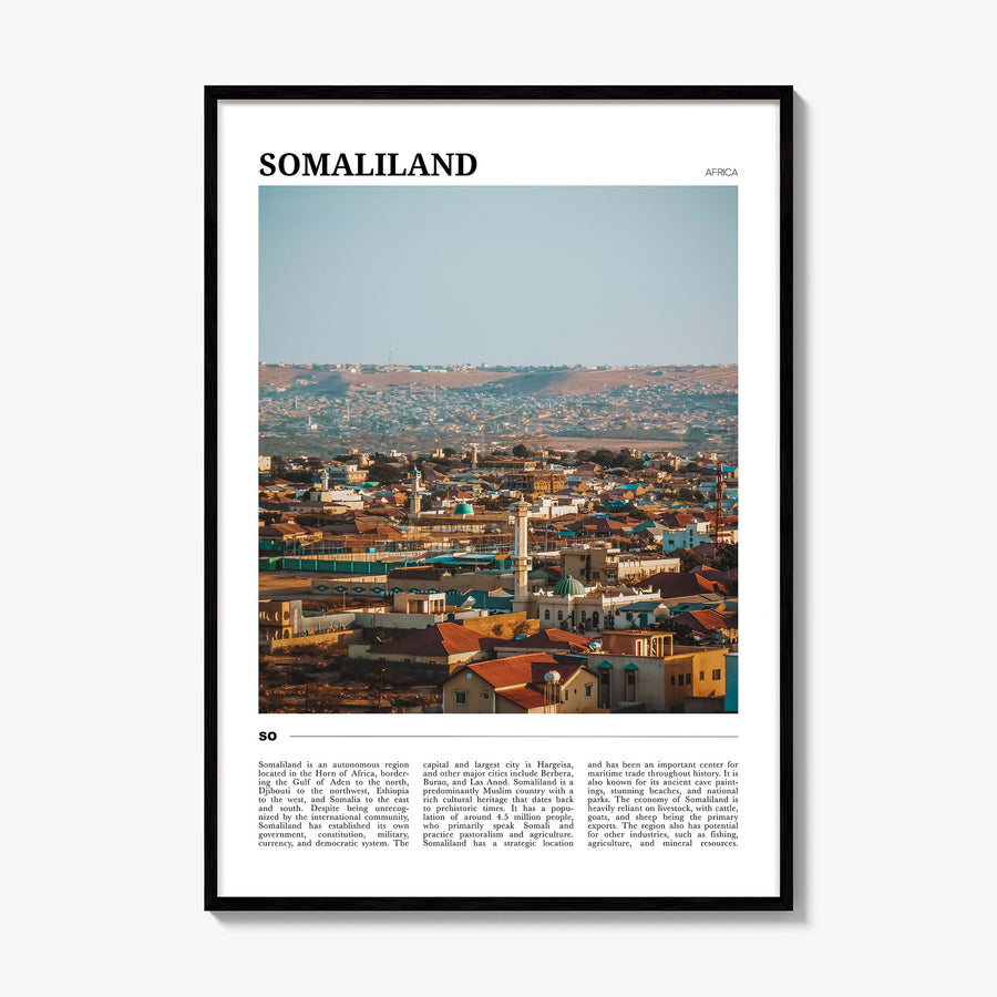 Somaliland Travel Poster, framed poster mockup