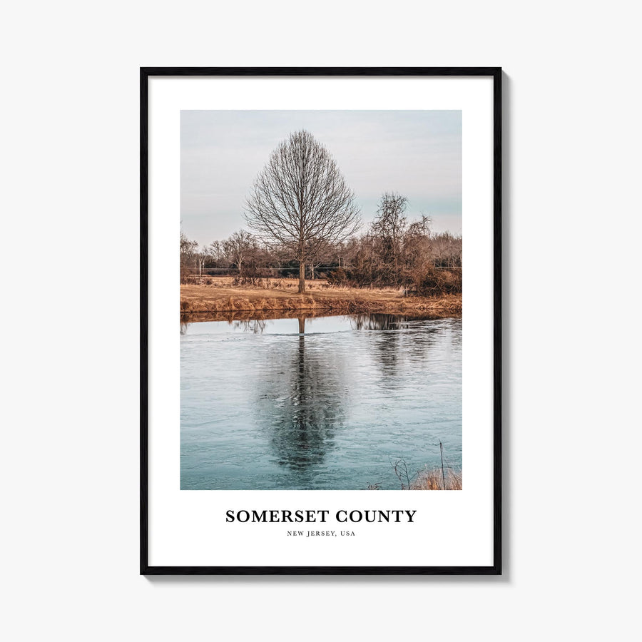 Somerset County colorful classic poster of New Jersey, USA – vertical wall art, unframed print shown in interior mockup