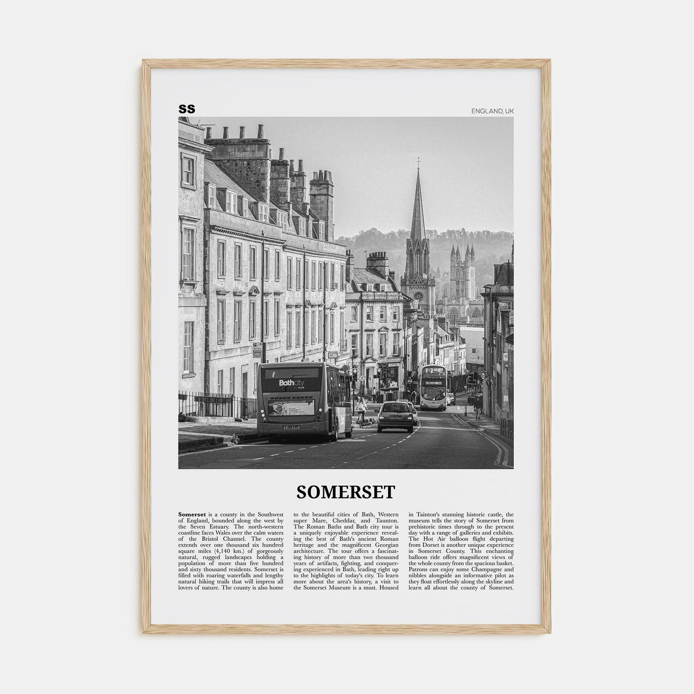 Somerset Poster Natural Wood / 8x12 in Nbourhood Travel B&W Poster