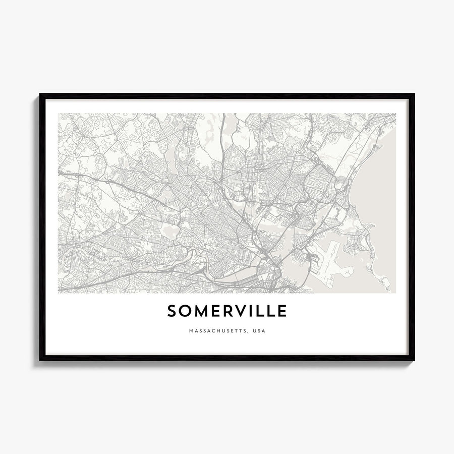 Somerville Map Poster, framed poster mockup