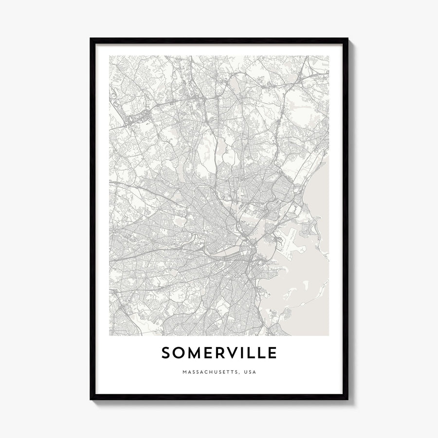 Somerville Map Poster, framed poster mockup
