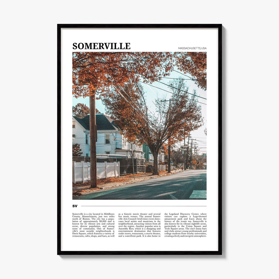 Somerville Travel Poster, framed poster mockup