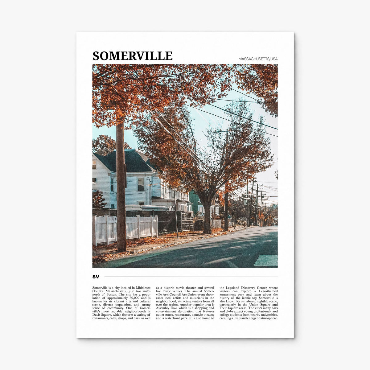 Somerville Travel Poster, print only (unframed)