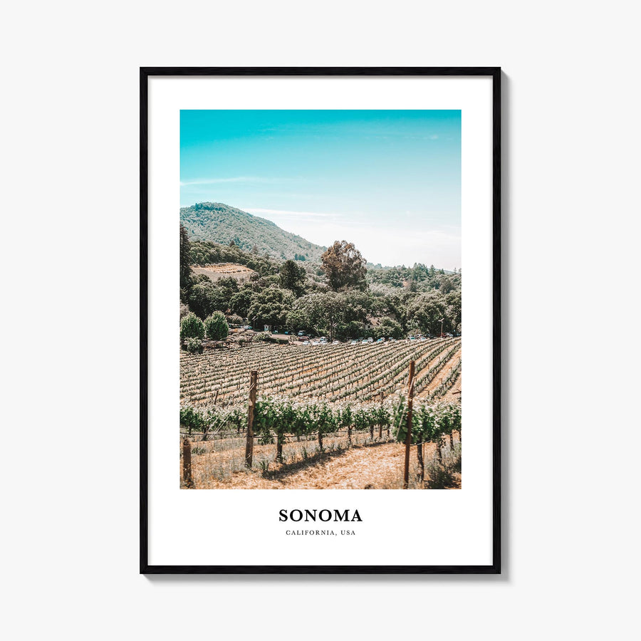 Sonoma colorful classic poster of California, USA – vertical wall art, unframed print shown in interior mockup