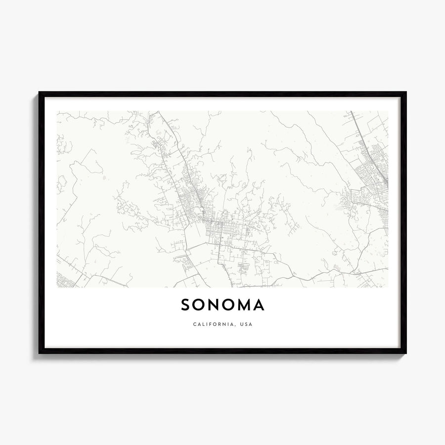 Sonoma Map Poster, framed poster mockup