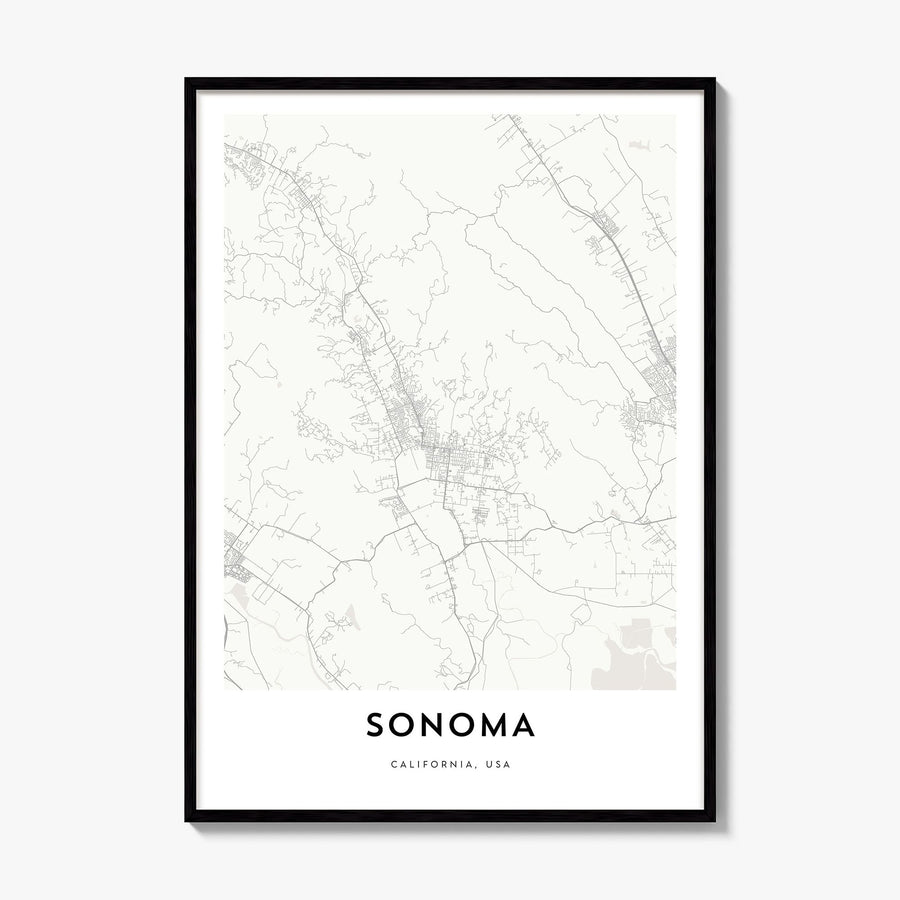 Sonoma Map Poster, framed poster mockup