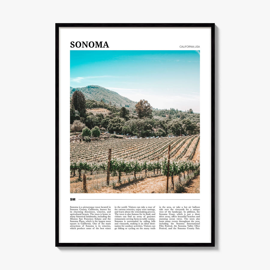 Sonoma Travel Poster, framed poster mockup