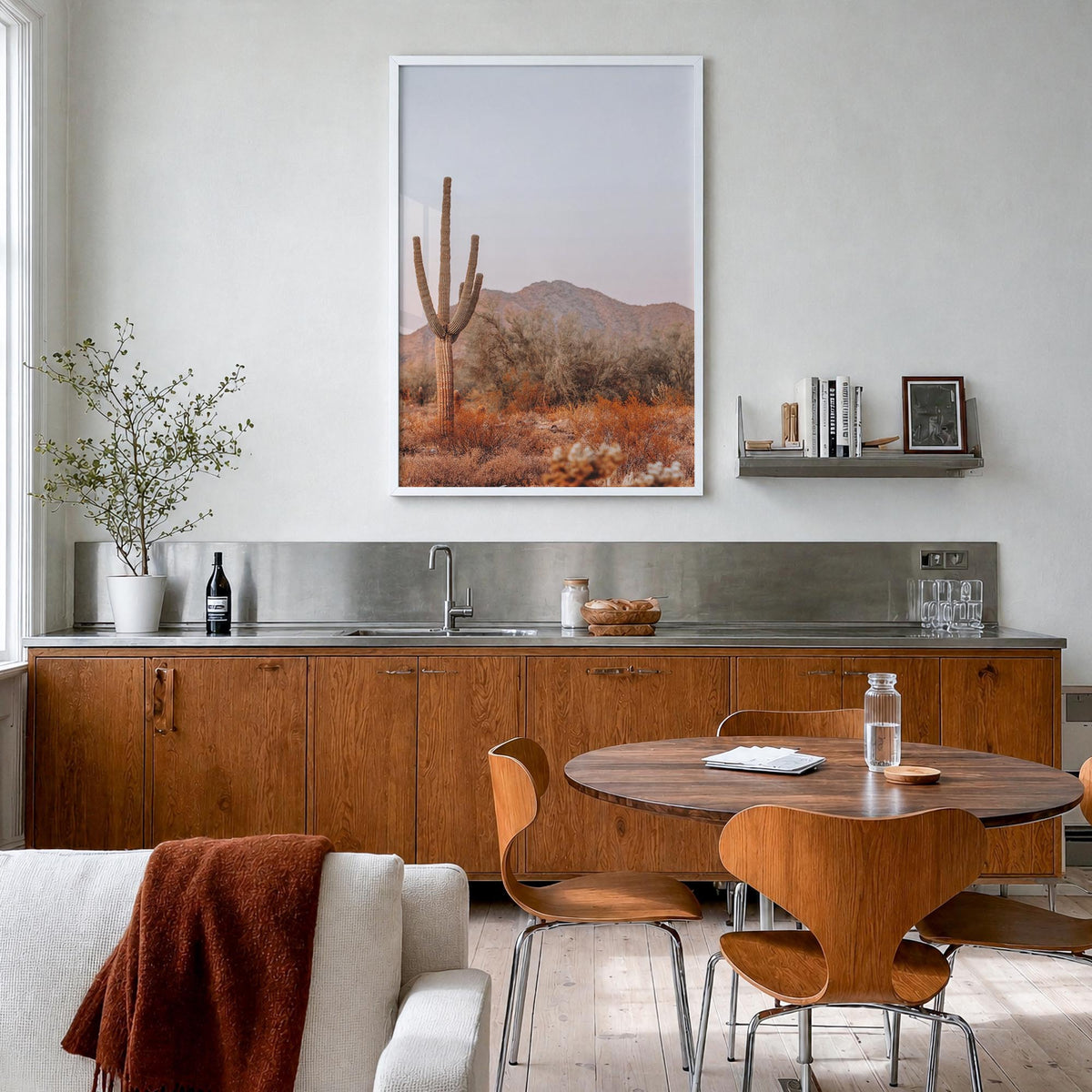 Sonora colorful photo poster of Mexico – vertical wall art in white wood frame, hanging on wall