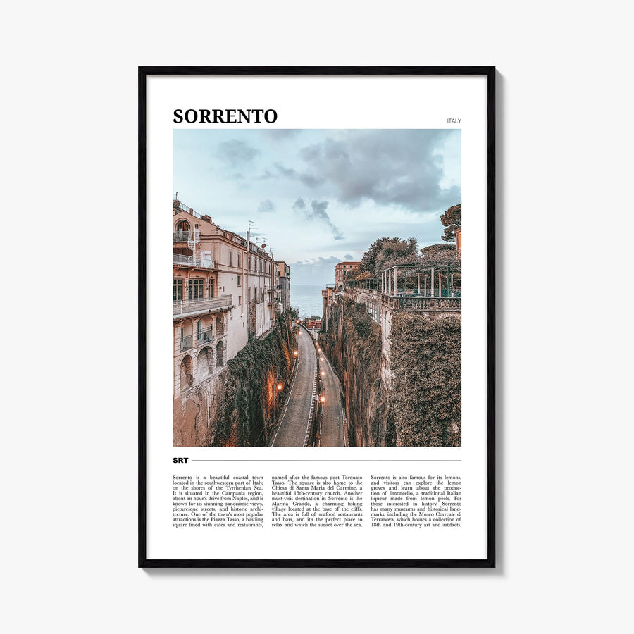 Sorrento, Italy colorful travel poster of Italy – vertical wall art, unframed print shown in interior mockup