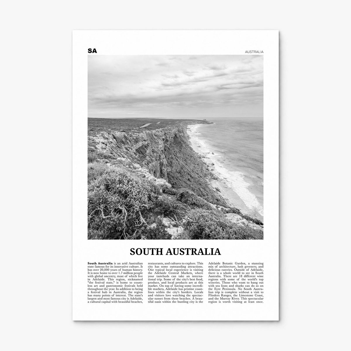 South Australia Newspaper Poster, print only (unframed)
