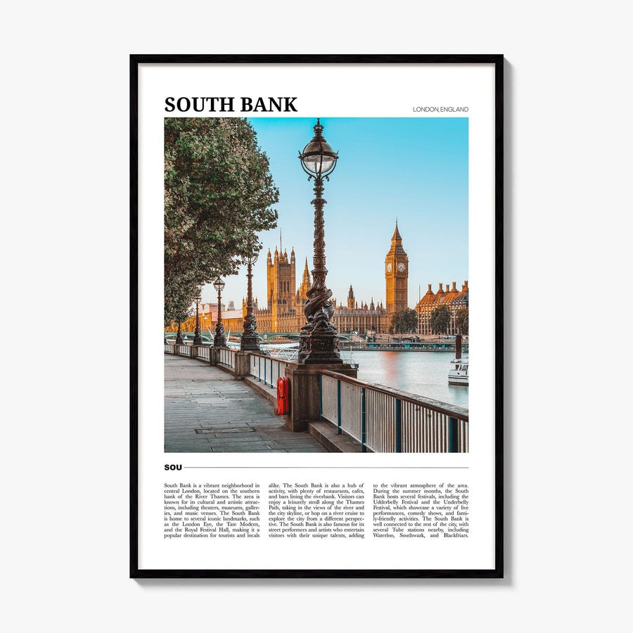 South Bank Travel Poster, framed poster mockup