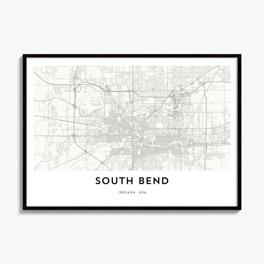 South Bend Map Poster, framed poster mockup