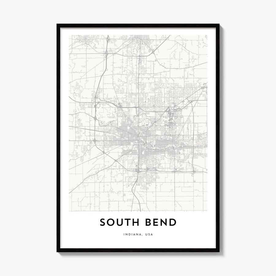 South Bend Map Poster, framed poster mockup