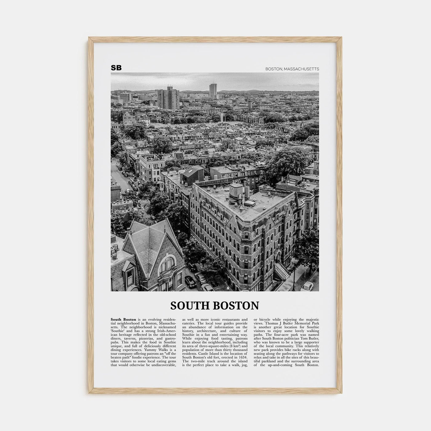 South Boston Poster Natural Wood / 8x12 in Nbourhood Travel B&W Poster